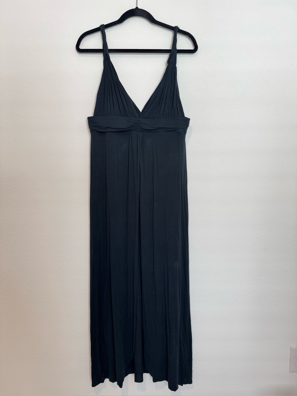 Victoria's Secret Black Open Front V Neck Lounge Maxi Dress